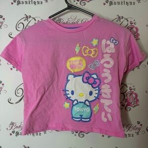 Hello Kitty Tokyo Graphic Pink Tee Sanrio sparkly kawaii yellow blue